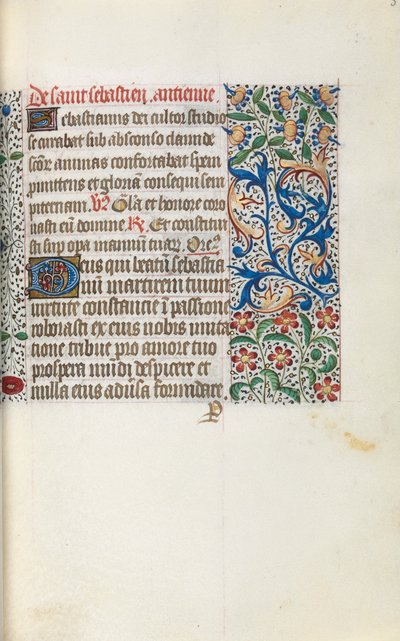 Tuntikirja Rouenin käyttö: fol. 52r, c. 1470. tekijältä Master of the Geneva Latini