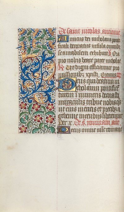 Tuntikirja Rouenin käyttö: fol. 52v, c. 1470. tekijältä Master of the Geneva Latini