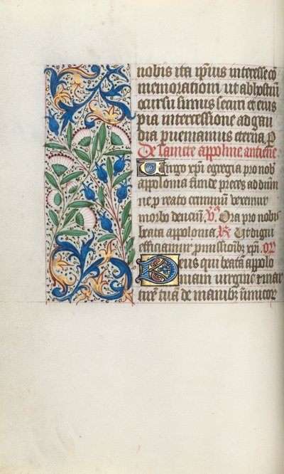 Tuntikirja Rouenin käyttö: fol. 54v, c. 1470. tekijältä Master of the Geneva Latini