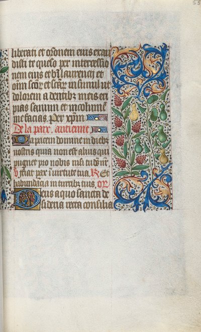 Tuntikirja Rouenin käyttö: fol. 55r, c. 1470. tekijältä Master of the Geneva Latini