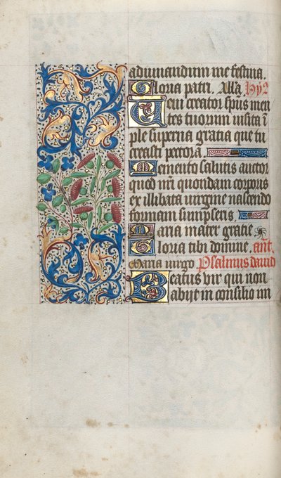 Tuntikirja Rouenin käyttö: fol. 56v, c. 1470. tekijältä Master of the Geneva Latini