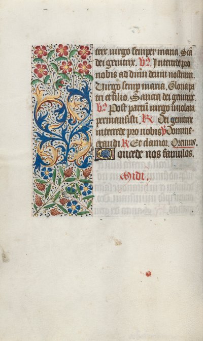 Tuntikirja Rouenin käyttö: fol. 63v, c. 1470. tekijältä Master of the Geneva Latini