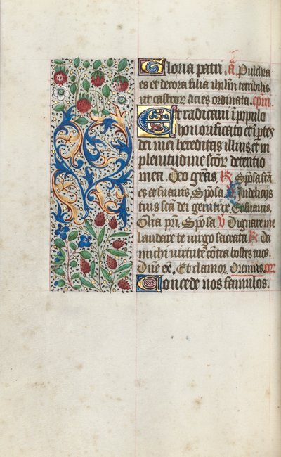 Tuntikirja Rouenin käyttö: fol. 69v, c. 1470. tekijältä Master of the Geneva Latini