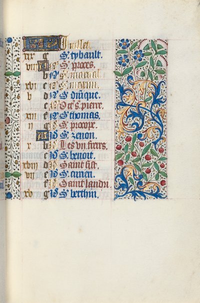 Tuntikirja Rouenin käyttö: fol. 7r, c. 1470. tekijältä Master of the Geneva Latini