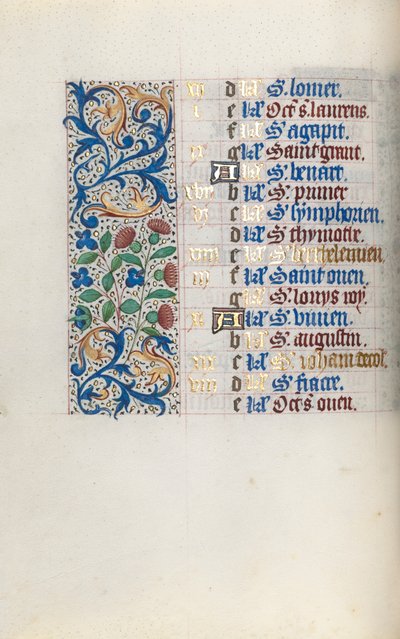 Tuntikirja Rouenin käyttö: fol. 8v, c. 1470. tekijältä Master of the Geneva Latini