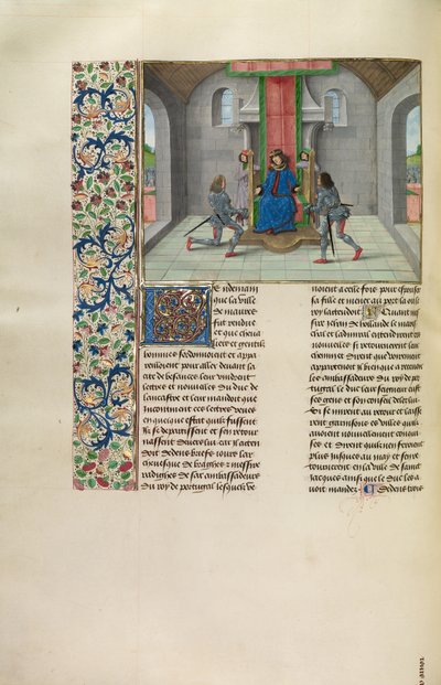 John of Gaunt kutsuu vieraita tyttärensä avioliittoon Portugalin kuninkaan kanssa. tekijältä Master of the Getty Froissart