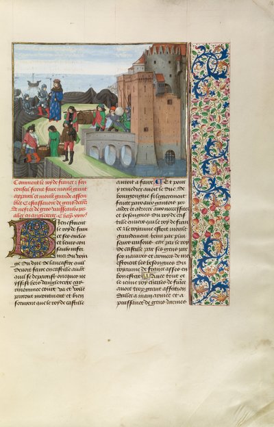 Ranskan kuningas Kaarle VI valmistautuu sotaan Englannin kanssa tekijältä Master of the Getty Froissart