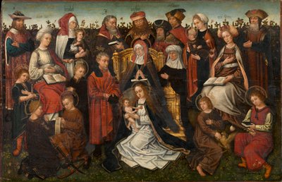 Pyhän Annan perhe, n. 1500-10 (öljy paneelille) tekijältä Master of the Holy Family of St. Anne