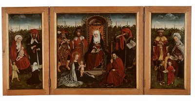 The Poortakker Triptych, n. 1500-10 (öljy paneelissa) tekijältä Master of the Holy Family of St. Anne