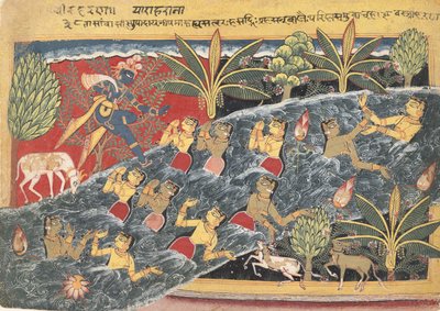 Gopit anovat Krishnaa palauttamaan vaatteensa..., n. 1560-65. tekijältä Master of the Isarda