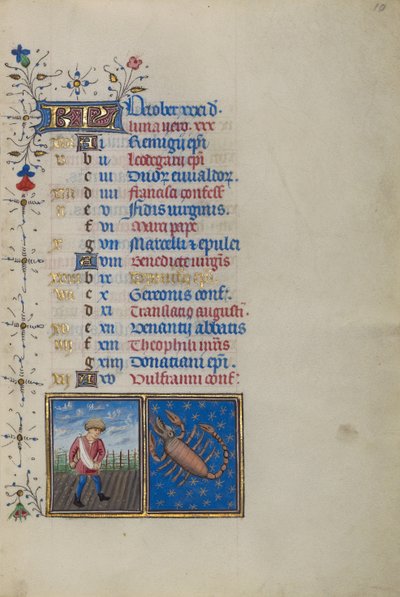 Kalenterin sivu lokakuu; Kylvö; Skorpioni tekijältä Master of the Lee Hours