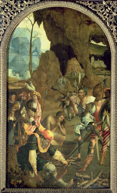 Johannes evankelistan marttyyrikuolema, noin 1525. tekijältä Master of the Legend of St. John the Evangelist