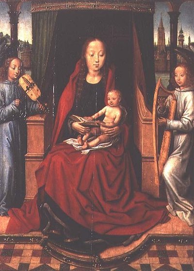 Madonna ja lapsi kahden musikaalienkelin kanssa tekijältä Master of The Legend of St. Lucy