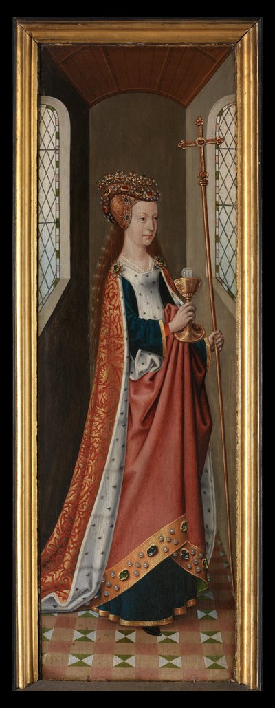 Kirkon allegorinen hahmo Pyhän Ursulan legendasta tekijältä Master of the Legend of St. Ursula