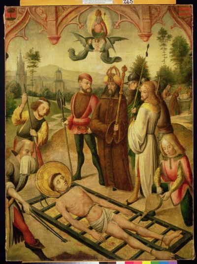Pyhän Laurentiuksen marttyyrikuolema tekijältä Master of the Legend of St. Ursula