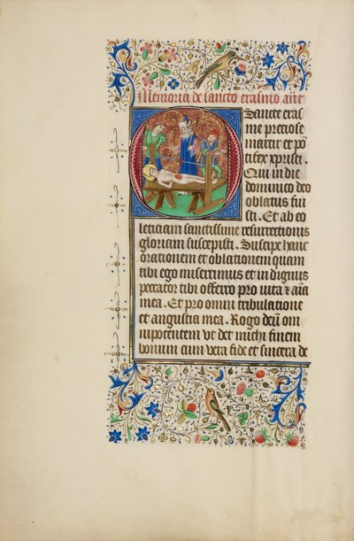 Alkuosa O: Pyhän Erasmuksen marttyyrius tekijältä Master of the Llangattock Hours