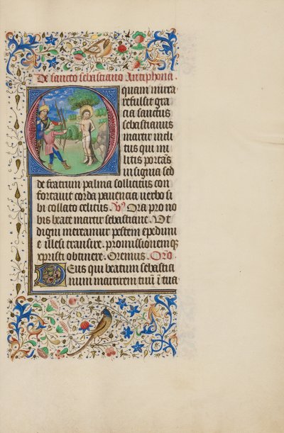 Alkuosa O: Pyhän Sebastianuksen marttyyrius tekijältä Master of the Llangattock Hours