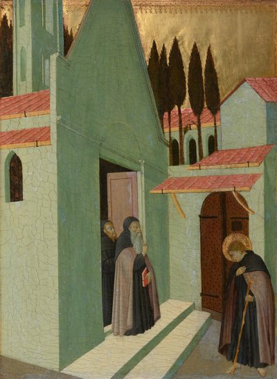 Pyhä Antonius lähdössä luostarista, n.1430-1435 (tempera poppelipaneelille). tekijältä Master of the Osservanza