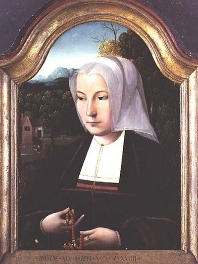 Muotokuva naisesta, jolla on rukous tekijältä Master of the Parrot