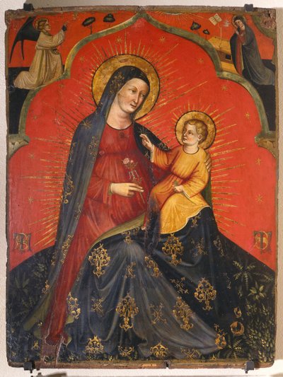 Madonna ja lapsi ja ilmestys, n. 1390 (tempera paneelissa) tekijältä Master of the Pesaro Crucifix