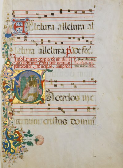 Käsikirjoituslehti messujuhlilla alkuvaiheessa S..., 1400-luvun toinen puoli. tekijältä Master of the Riccardiana Lactantius