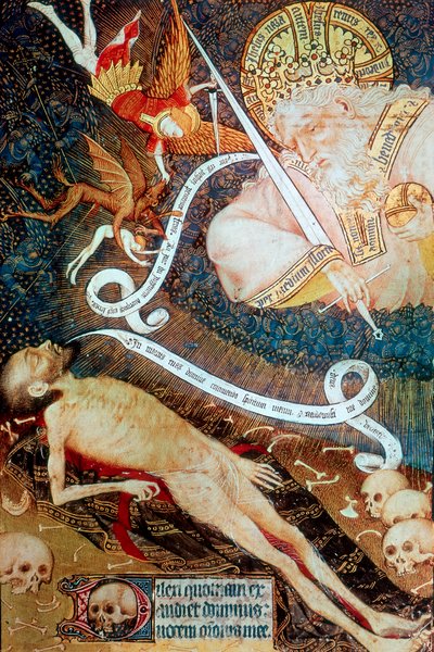 Kuoleman tuomio, 1400-luvun alku tekijältä Master of the Rohan Hours
