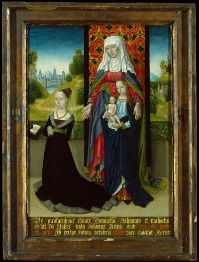 Neitsyt ja lapsi Pyhän Annan kanssa Esittelevät Anna van Nieuwenhoven, 1479-82. tekijältä Master of the Saint Ursula Legend