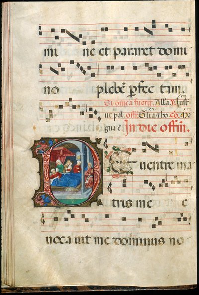 Folio asteittain, 1400-luvun lopulla (muste, tempera ja kultalehti pergamentissa) tekijältä Master of the Saluces Hours (attr. to)