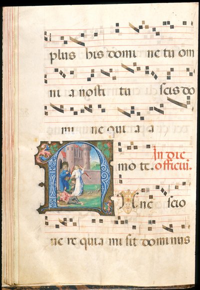 Pyhä Pietari vapautettiin vankilasta, f.58v asteittain, 1400-luvun lopulla (mustetta, temperaa ja kultalehtiä pergamentissa) tekijältä Master of the Saluces Hours (attr. to)