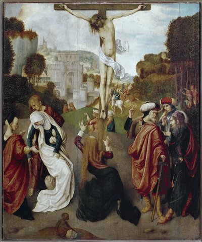 Ristiinnaulitseminen (öljy puulle, n. 1483-1498) tekijältä Master of the Virgo Inter Virgines