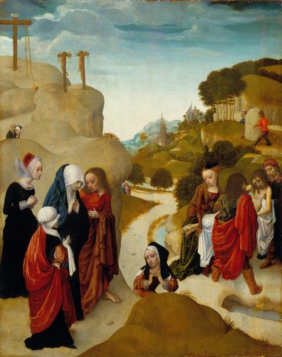 Kristuksen hautaaminen, noin 1490 (öljy paneelille). tekijältä Master of the Virgo Inter Virgines