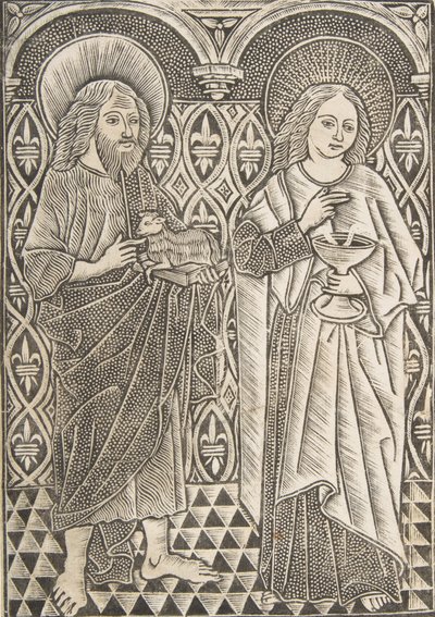 Pyhä Johannes Kastaja ja Pyhä Johannes evankelista, 1400-luku. tekijältä Master with the Cologne Arms