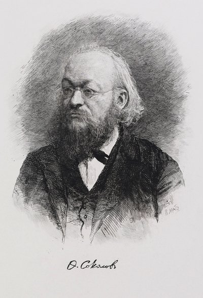 Historioitsija Fjodor Fjodorovitš Sokolovin muotokuva 1841-1909, 1900-luku tekijältä Mate