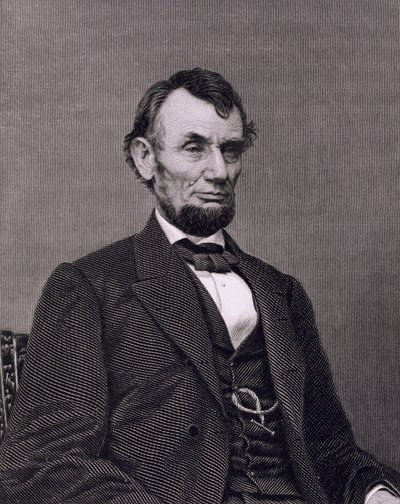 Abraham Lincoln, kaiverrettu William G. Jackmanin valokuvasta (kaiverrus) tekijältä Mathew (after) Brady