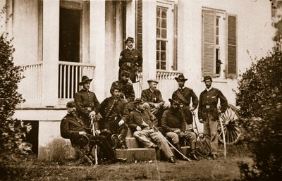 164. New York Volunteers kenraali McMahonin päämajassa, 1861-65 (seepiakuva) tekijältä Mathew B. Brady