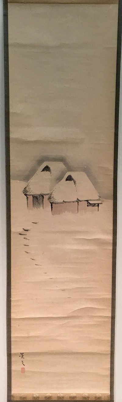 Kaksi mökkiä lumessa tekijältä Matsumura Keibun