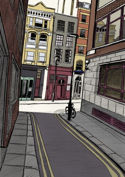 Fox and Knot Street EC1, 2015 (lyijykynä, digitaalinen) tekijältä Matt Bannister