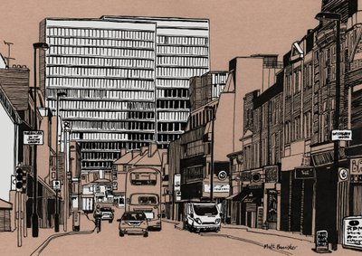 South End - Croydon, 2016 (akryylitussi laudalle) tekijältä Matt Bannister