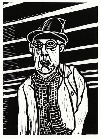 Southwark Man, 2013 (linoleikkaus) tekijältä Matt Bannister