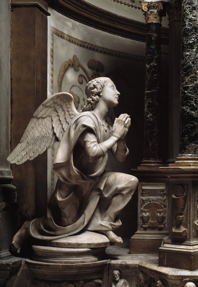 Enkeli palvonnassa Marmoriveistos Matteo Civitali (1436-1501) tekijältä Matteo Civitali