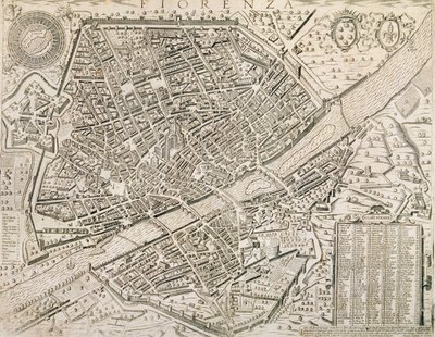 Firenzen kartta, 1595 tekijältä Matteo Florimi