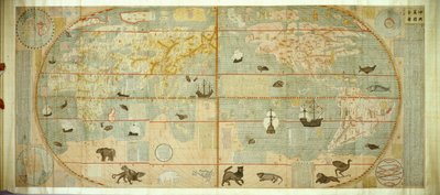 Kunyu Wanguo Quantu -kartta maailman lukemattomista maista, 1602. tekijältä Matteo Ricci