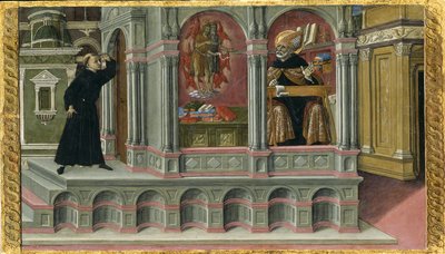Pyhän Augustinuksen visio pyhien Hieronymuksesta ja Johannes Kastajasta, 1476 tekijältä Matteo di Giovanni di Bartolo