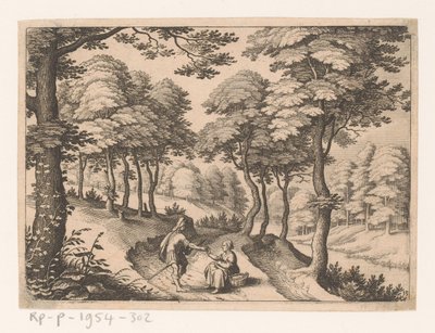 Juuda ja Tamar Landschappen Schwalbachin alueella (sarjan nimi) The Schwalbacher Journey (sarjan nimi) tekijältä Matthäus Merian (I)