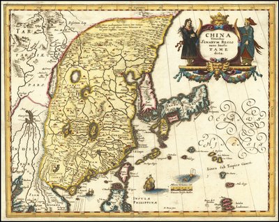 Matthäus Merianin vuonna 1636 laatima Kiinan, Japanin ja Korean kartta. tekijältä Matthaus Merian