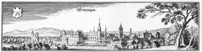 Göppingen - ote Topographia Sueviae -teoksesta (Swabia) tekijältä Matthaus Merian