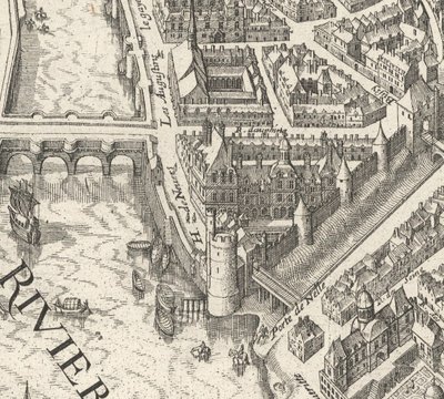 Hôtel de Nevers vuoden 1615 Merianin Pariisin suunnitelmassa - David Rumsey tekijältä Matthaus Merian