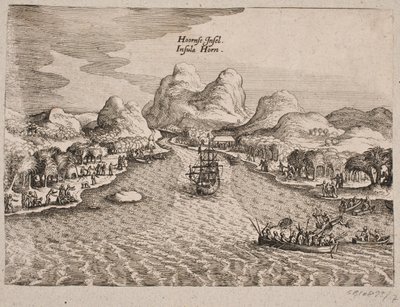Kuvaus Hornøenista (Sarvesaaresta) tekijältä Matthäus Merian d.Æ.
