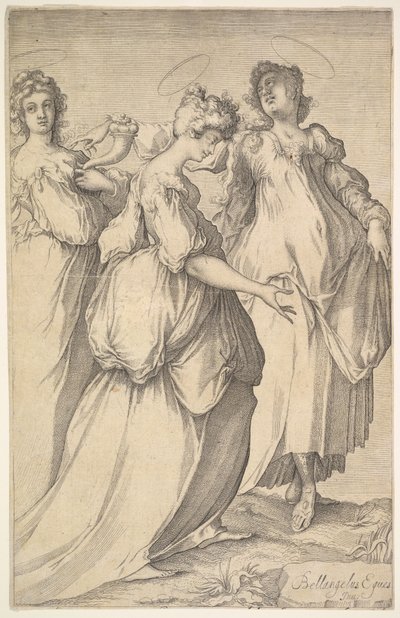 Kolme Haloed Naisfiguuria, n. 1610-50. tekijältä Matthaus Merian