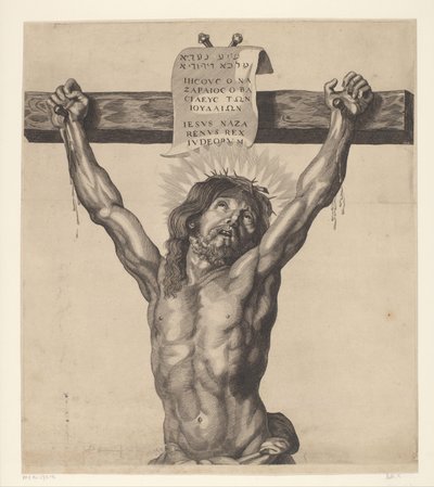 Kristus ristillä Sarjat Ecce Homo, Kristus ristiinnaulittu, Neitsyt Maria ja Johannes Evankelista (sarjan nimi) tekijältä Mattheus Borrekens